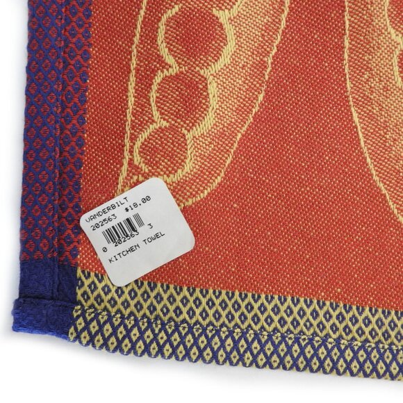 Vintage Vanderbilt Kitchen Towel France Cotton Red Yellow Vegetables - Picture 7 of 11